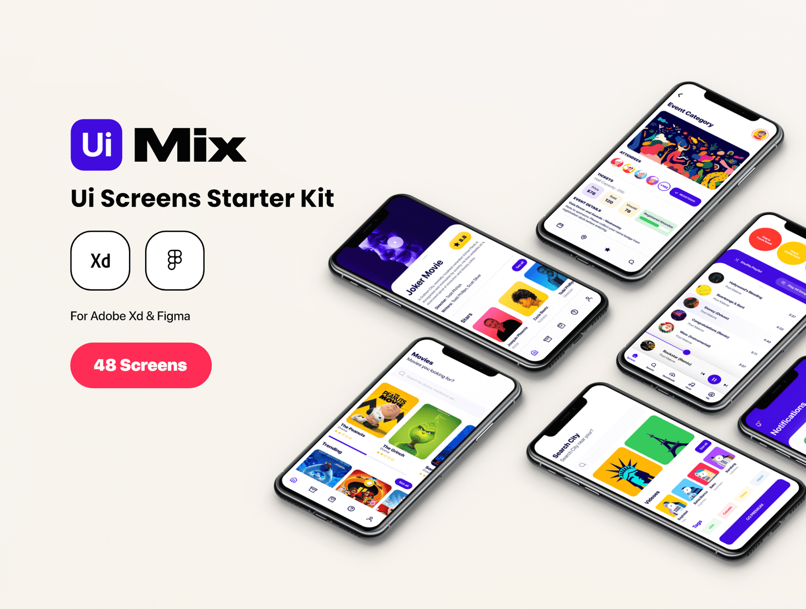 Ticket Reservation App UI Kit - XD Source File #8826