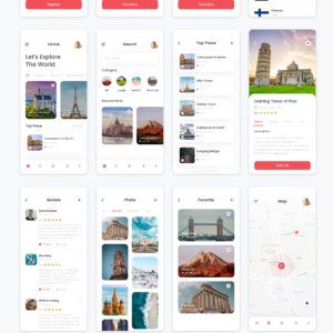 Travel Planner Mobile App UI Kit - Figma Sketch XD Source File #8892