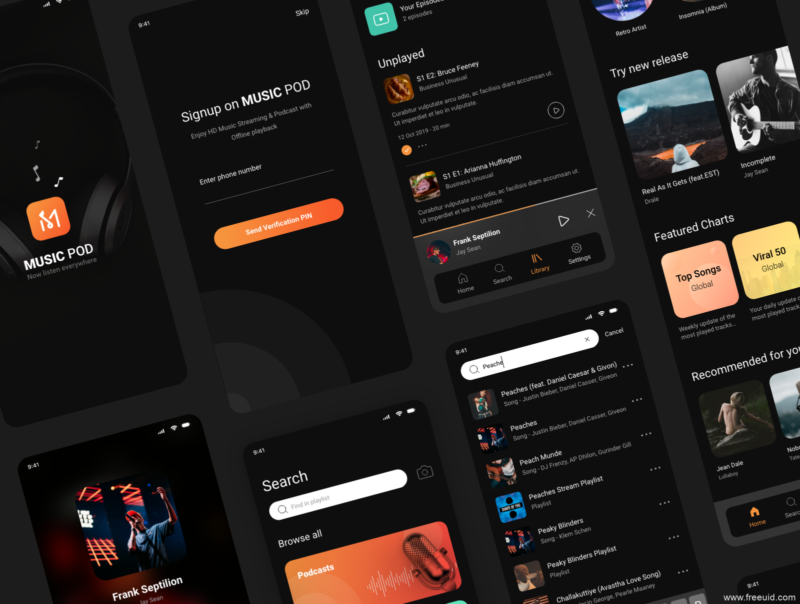 Sound Library App UI Kit - XD Source File #8975