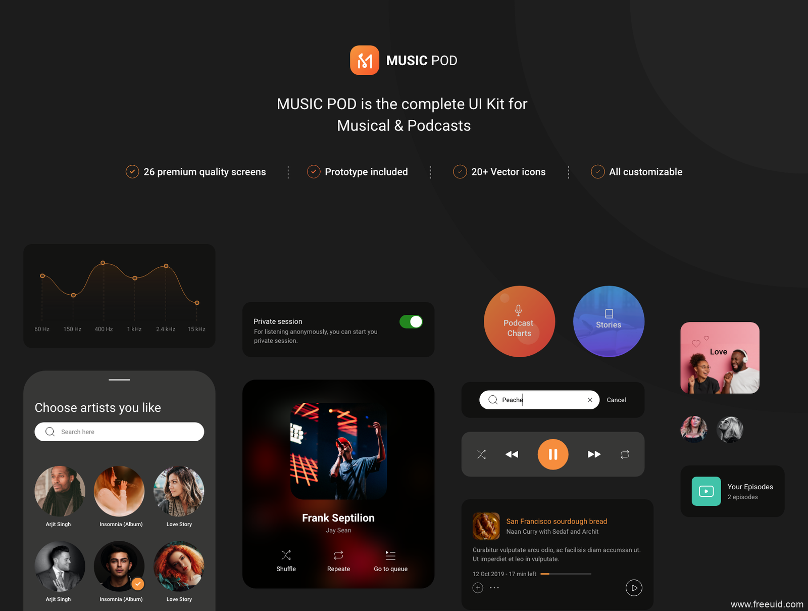 Sound Library App UI Kit - XD Source File #8975