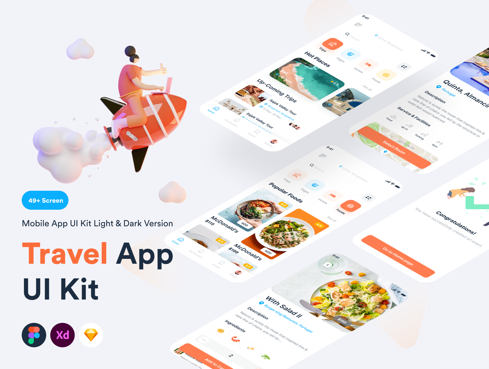 Hospitality Service App UI Kit - Figma Sketch XD Source File #8879