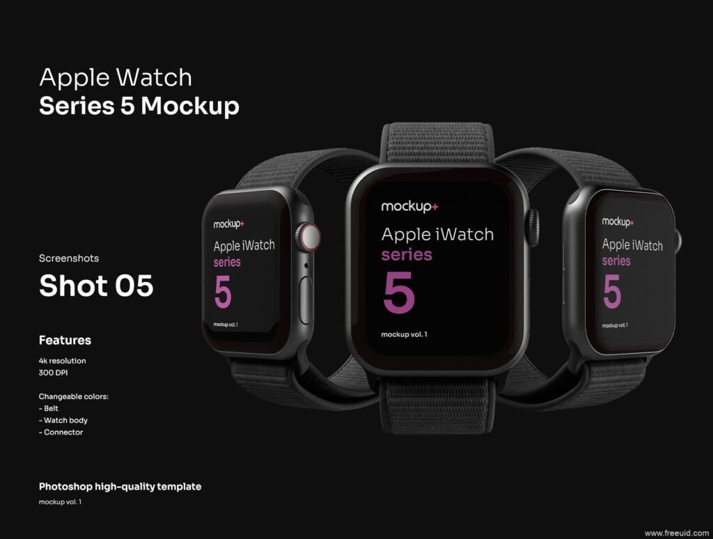 Minimal Watch Screen Mockup Kit - PSD Source File #9253