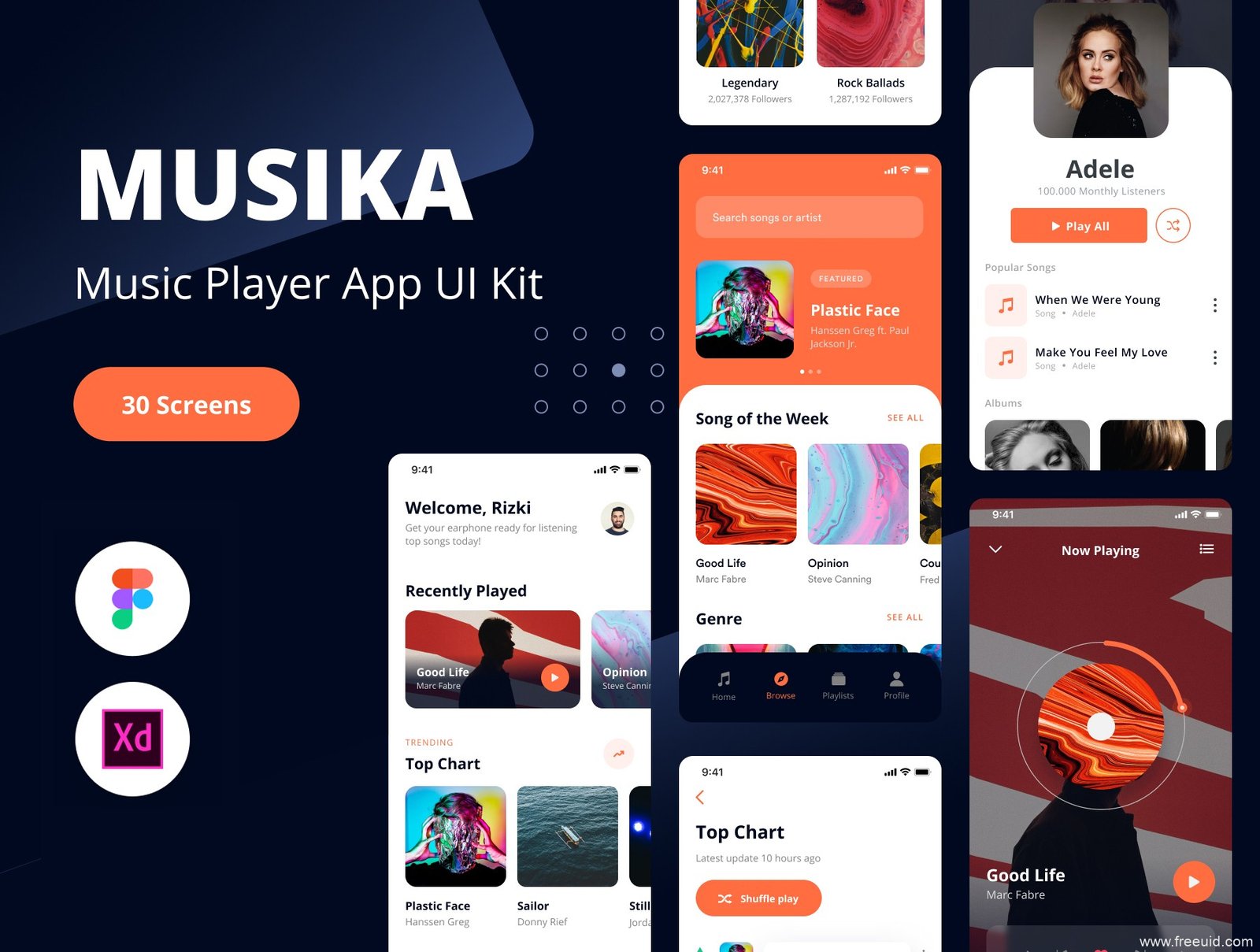 Radio FM App UI Kit - XD Source File #8963
