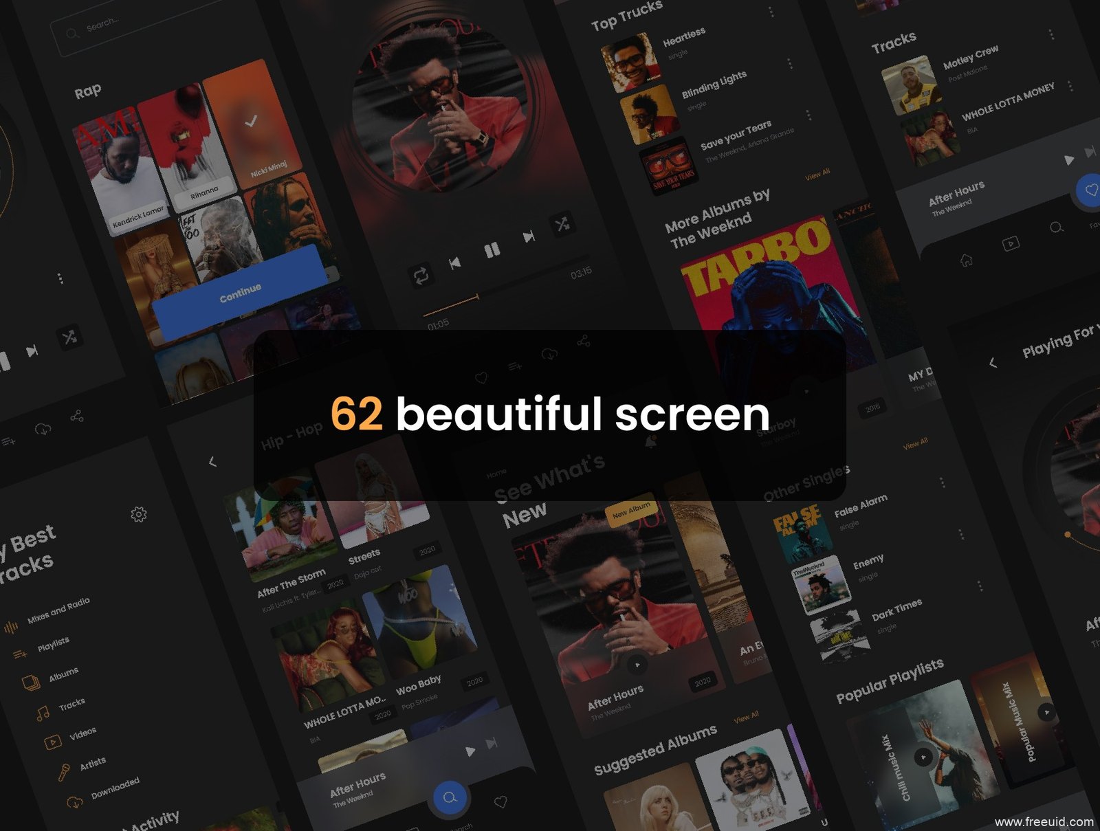 Dark Music Player UI Kit - XD Source File #8958