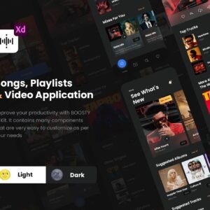 Dark Music Player UI Kit - XD Source File #8958