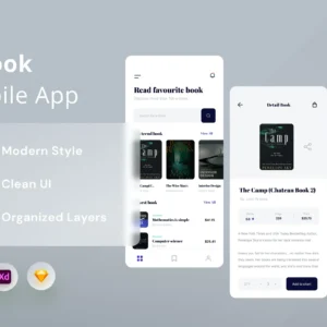 E-book Reader App UI Kit - Figma Sketch XD Source File #9010