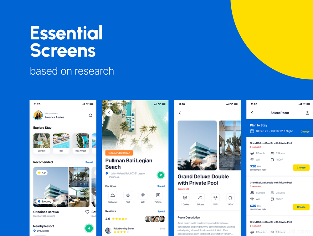 Resort Booking App UI Kit - Figma Sketch XD Source File #8816