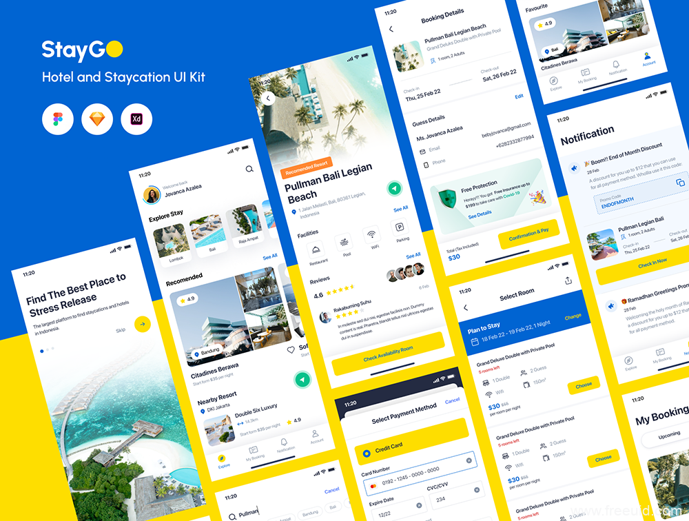 Resort Booking App UI Kit - Figma Sketch XD Source File #8816