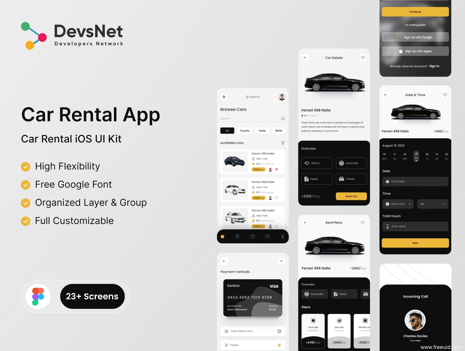 Car Rental App UI Kit - Figma Source File #9095
