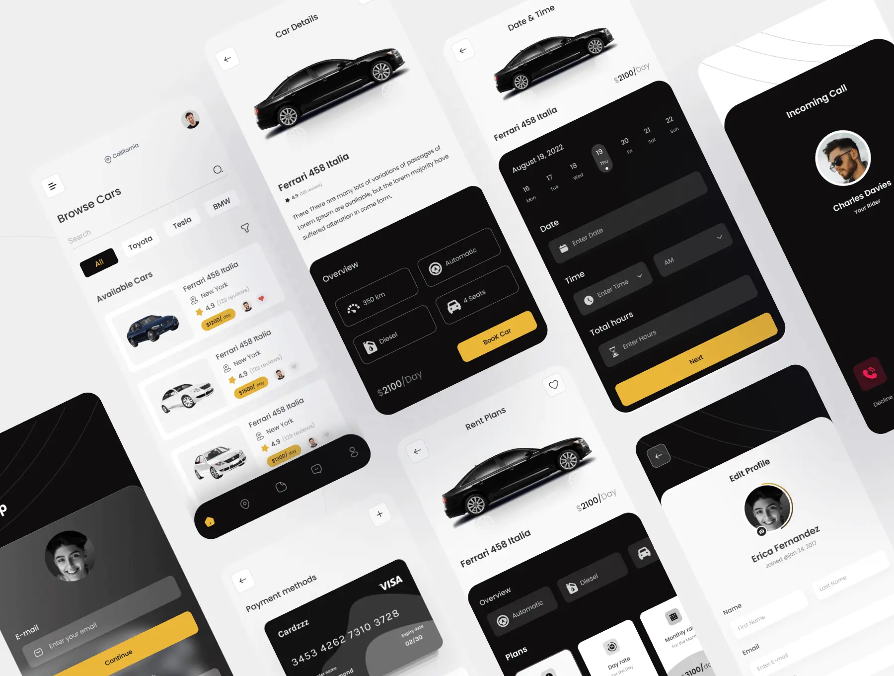 Car Rental App UI Kit - Figma Source File #9095