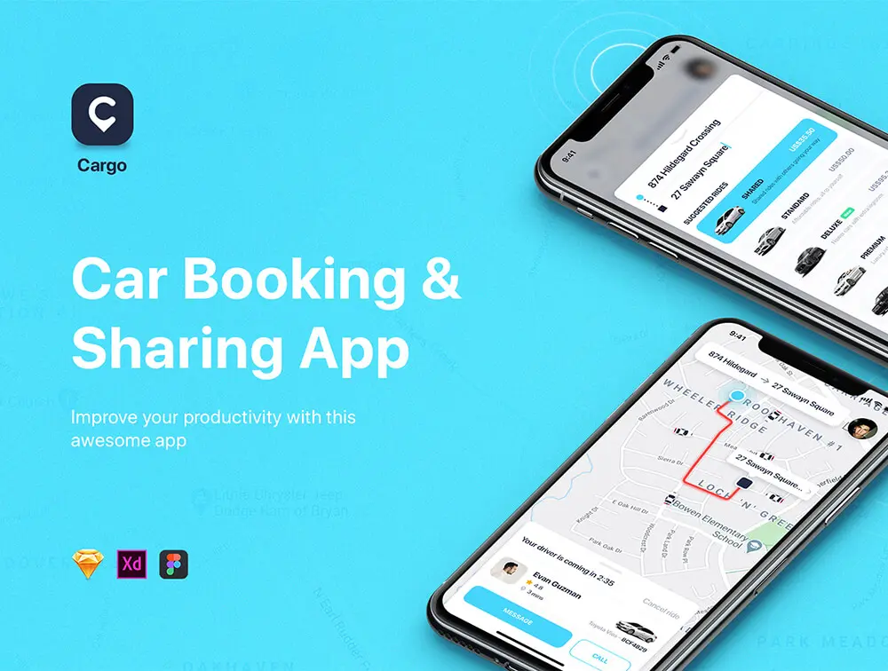 Automotive Marketplace App UI Kit - Figma Sketch XD Source File #9090