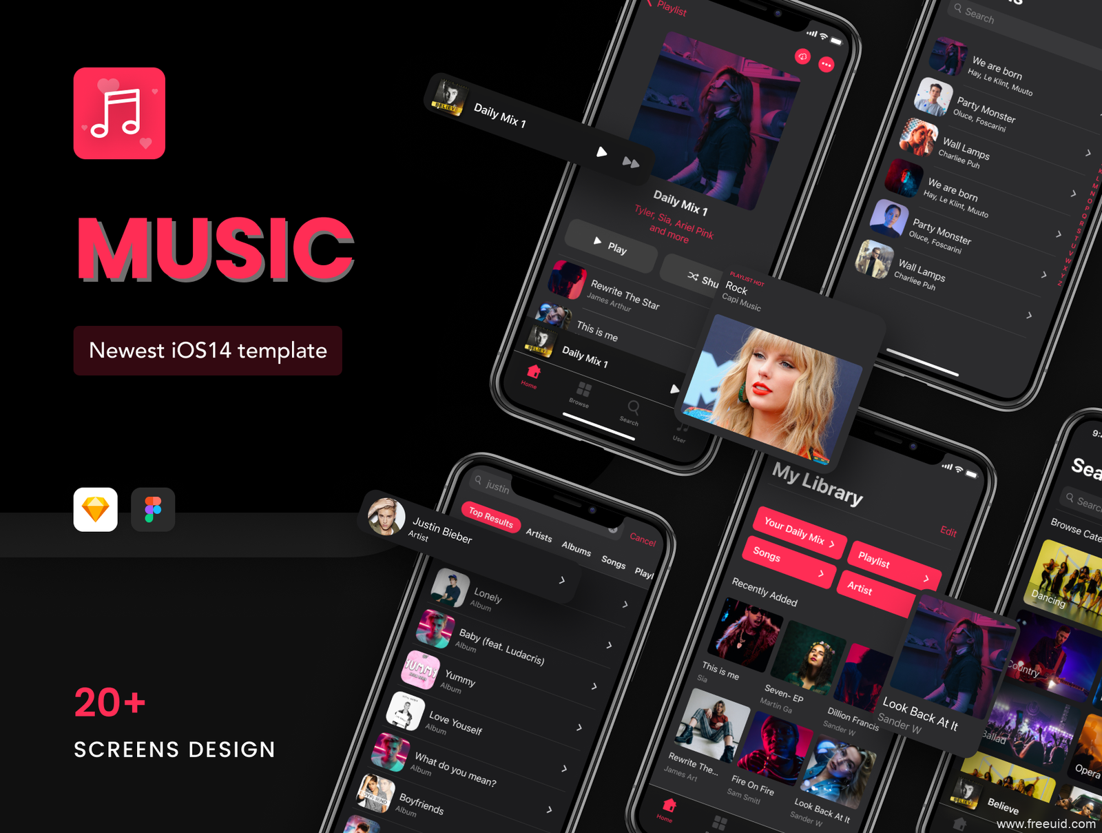 Music Streaming App UI Kit - Sketch Source File #8943