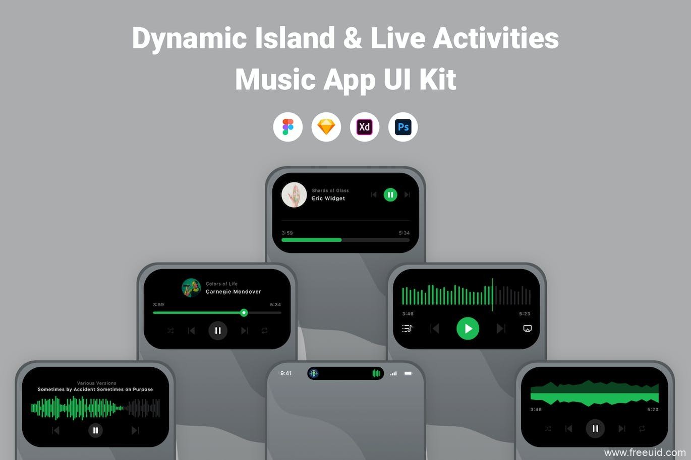 Media Player App UI Kit - Figma Sketch XD Source File #8938