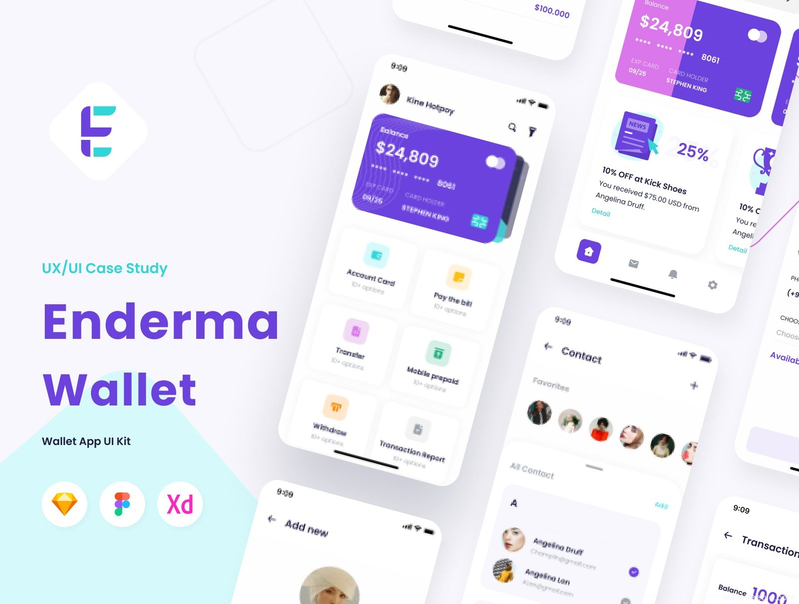 Expense Tracker App UI Kit - Figma Sketch XD Source File #8770