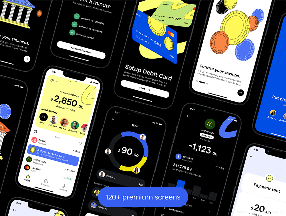 Fintech Payment App UI Kit - Figma Source File #8763