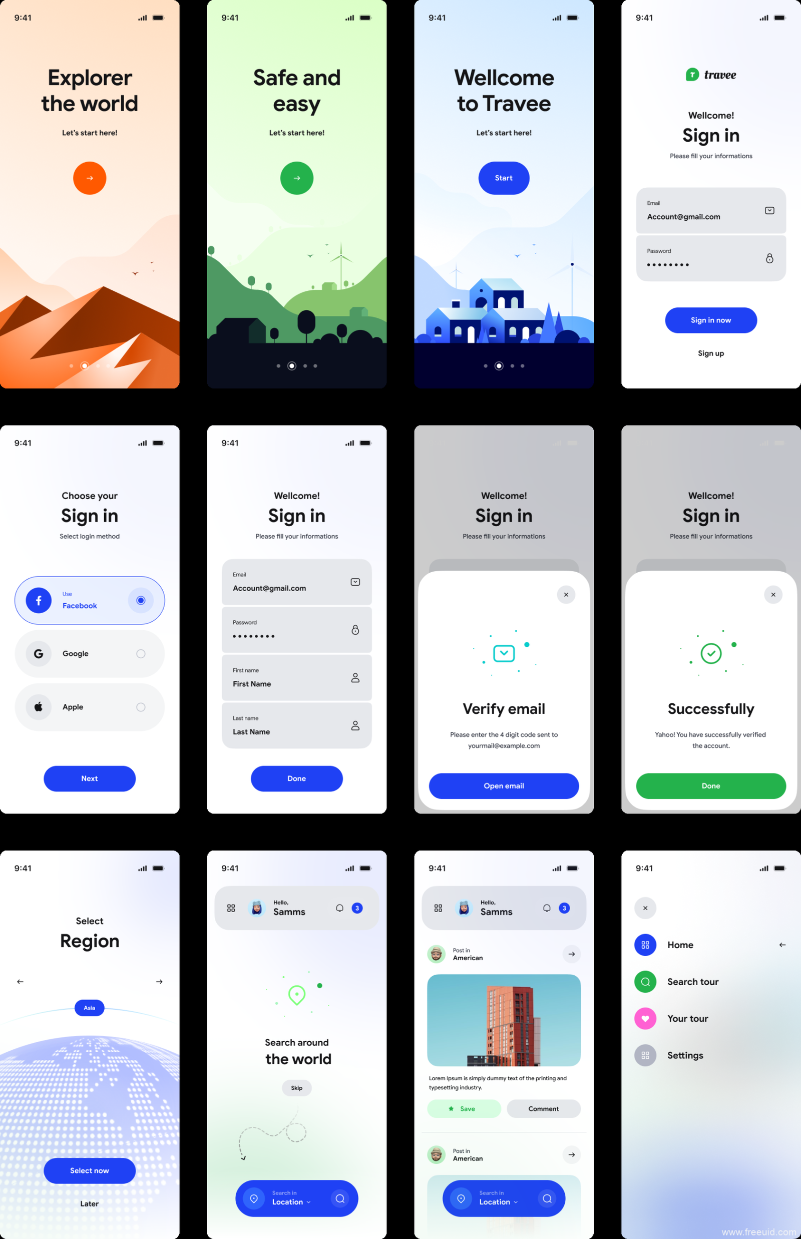 Travel Planner Mobile App UI Kit - Figma Source File #8842