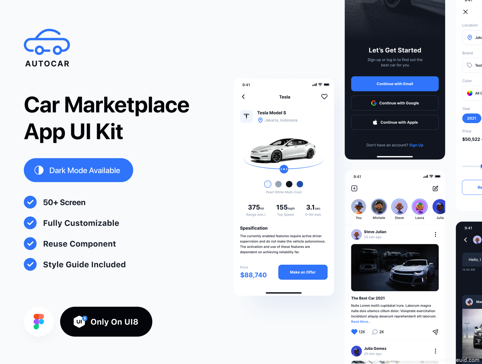 Automotive Marketplace App UI Kit - Figma Source File #9050