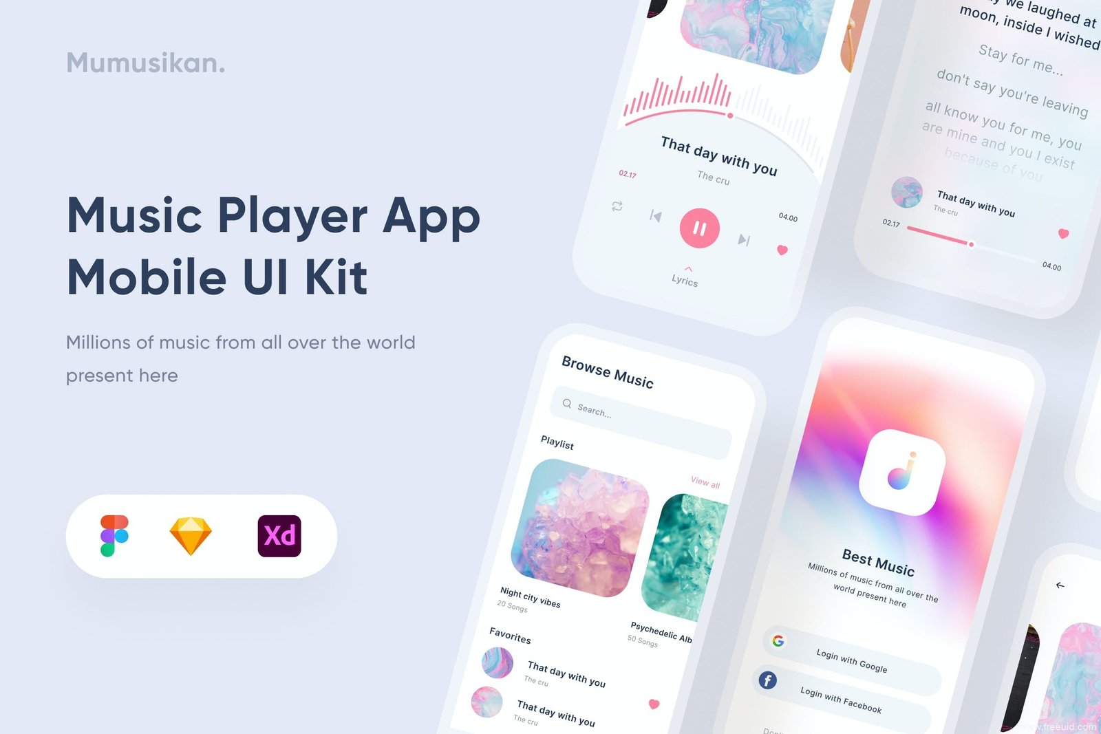Podcast Mobile App UI Kit - Figma Sketch XD Source File #9399