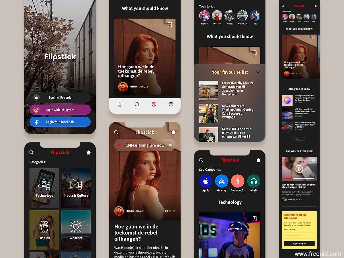 Magazine Reader App UI Kit - XD Source File #9439