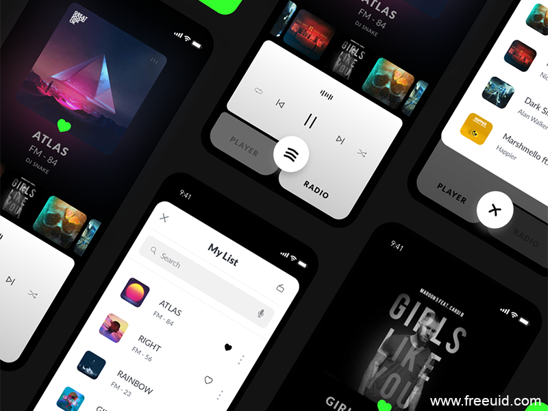 Music Streaming App UI Kit - Figma Source File #9383