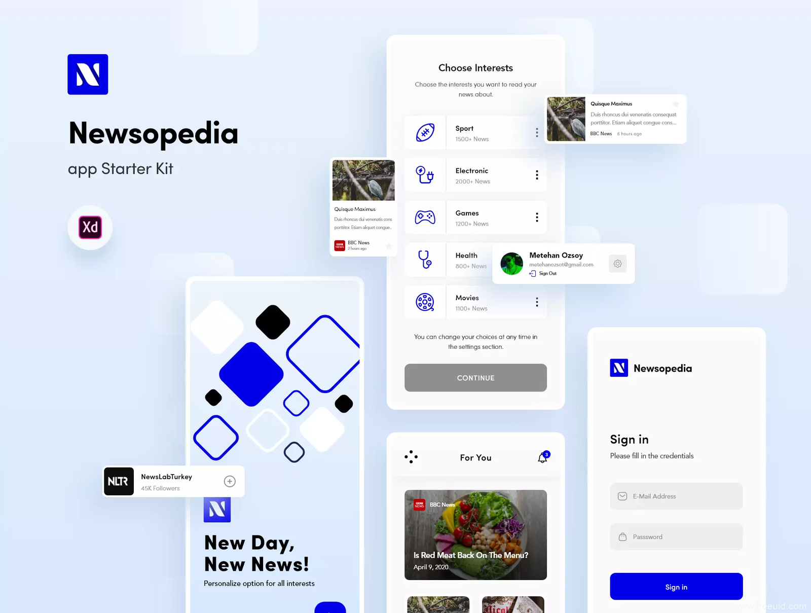 Bookmark Manager App UI Kit - XD Source File #9035