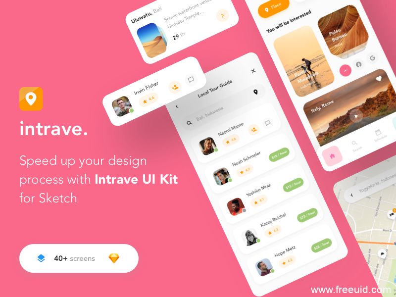 Trip Guide App UI Kit - Sketch Source File #9517