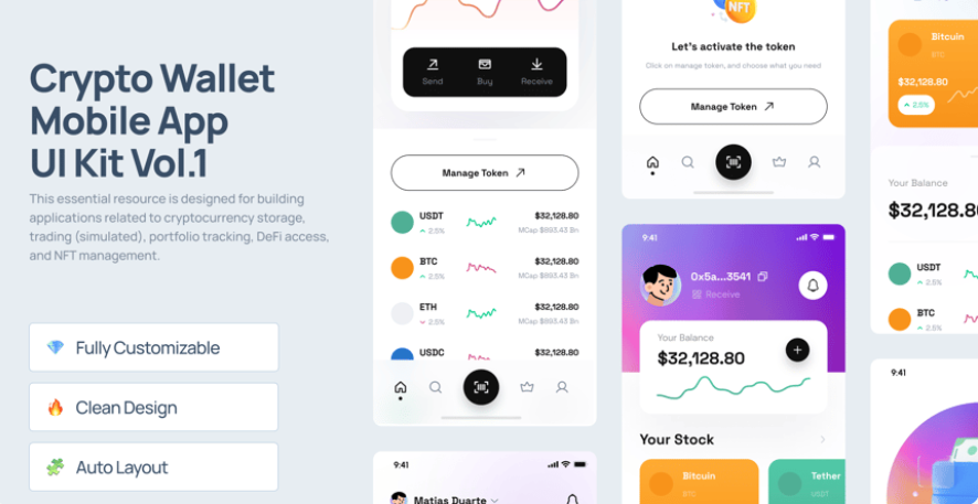 Crypto Wallet Mobile App UI Kit - Figma Source File #8587