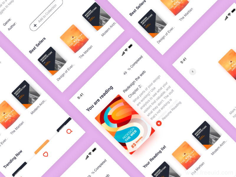 News Reading App UI Kit - XD Source File #9455