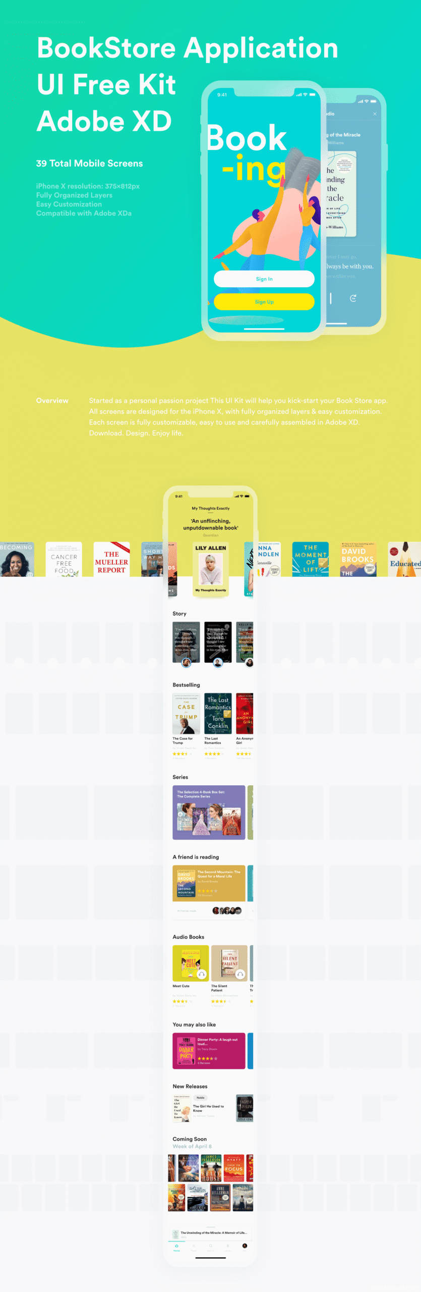 Online Bookstore App UI Kit - XD Source File #9038