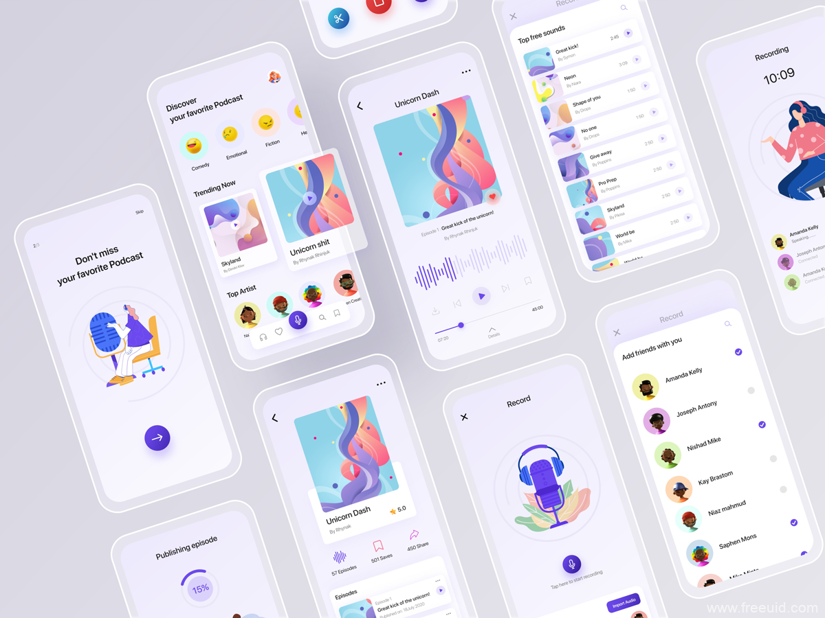 Media Player App UI Kit - XD Source File #9415